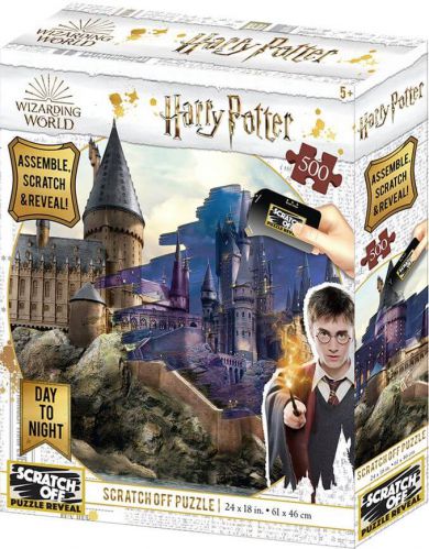 Harry Potter: Magiczne puzzle-zdrapka - Hogwart za dnia i nocą (500 elementów)